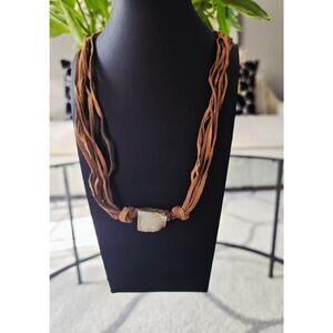 Bansri Vegan Suede Crsytal Necklace New